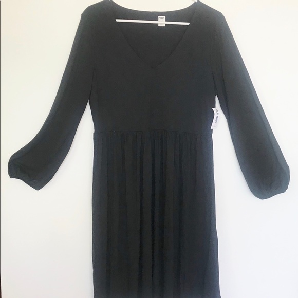 New Black Waist-Defined Midi Dress NWT - Picture 1 of 11